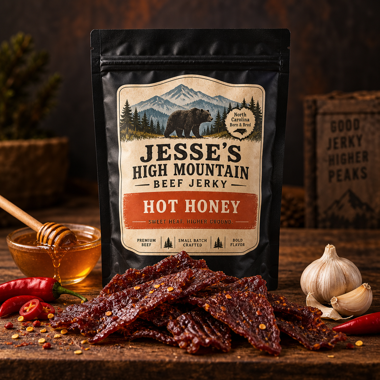 Hot Honey beef jerky package