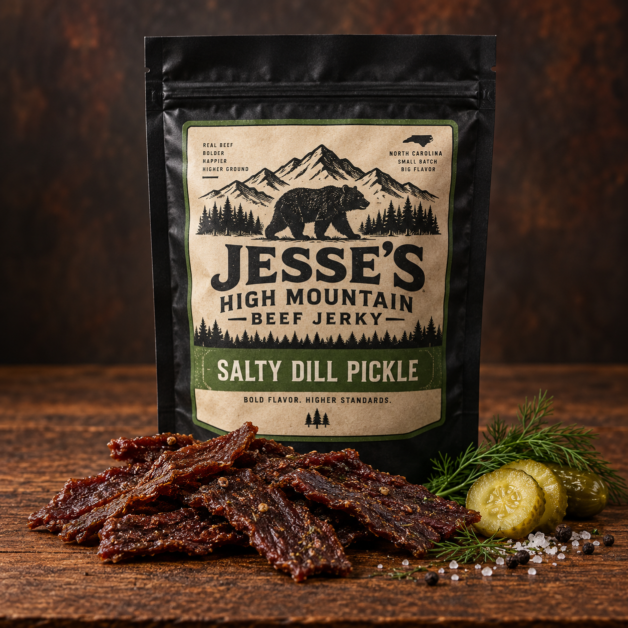 Salty Dill Pickle beef jerky package