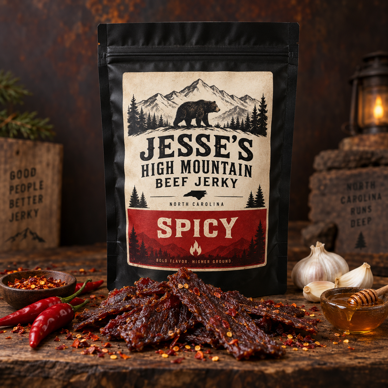 Spicy beef jerky package